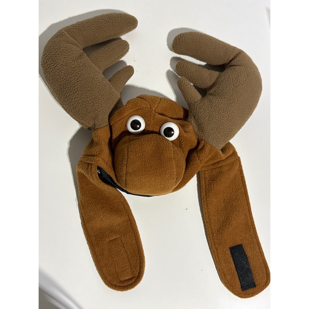 Kids Moose Antler Fleece Hat Brown Plush Animal Costume OSFM Halloween Costume